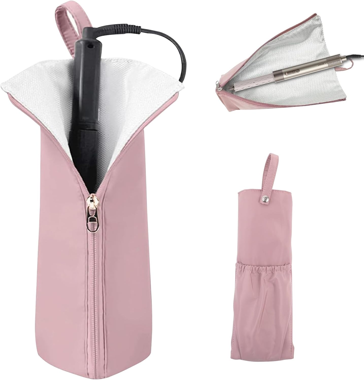 FOSDICK Bolsa de Almacenamiento Aislante para Planchas del Pelo, 2 in 1 Doble Función como Base Resistente al Calor y Funda Portátil para Rizador de Pelo, Hair Straightener, Ideal para Viajes y Hogar