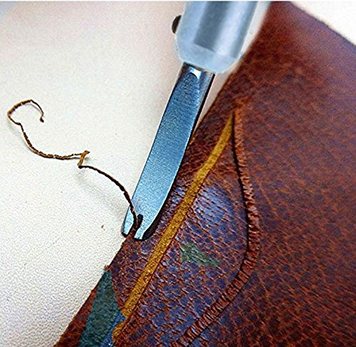BTSKY 5 in 1 DIY Lederhand Nahtversenker / Lederhobel mit Parallelanschlag Leder Werkzeug Einstellbare Stitching Groover Crease Rillenzieher Kantenzieher - 6