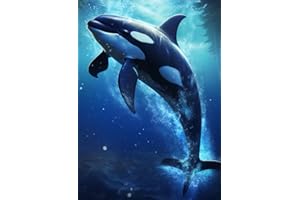 DIUJHUUY 5D Diamond Drawing Kits,Diamonds Art,Crystals Rhinestone Embroidery Pictures,DIY Arts Craft Supply for Adults,Children's Beginners,Home,Wall Decor - Cartoons (Killer Whales) 30x40cm