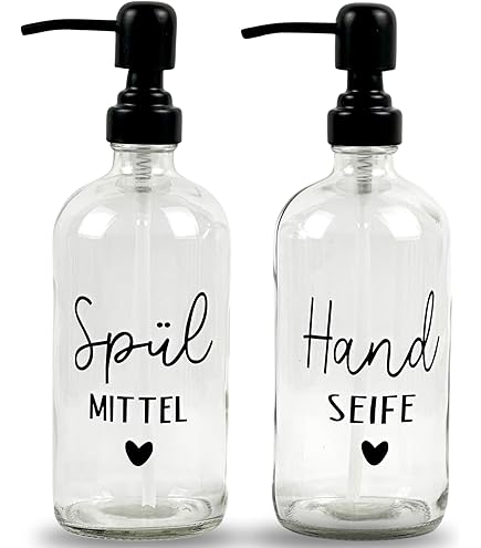 Glazen Zeepdispenser, 2 stuks, 400 ml, Glazen Zeepdispenser met Pomp