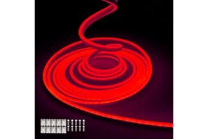 Balabaxer Striscia luminosa rosso al neon, 16.4ft/5m 12V DC 600 SMD2835 LED impermeabile, per la decorazione interna ed esterna (senza azionamento)