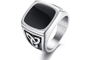 Diamday Bague Chevalière Homm Viking Celtique Punk Biker Vintage Acier Inoxydable Gothique Gravure Anneau Bijoux pour Homme Femme Taille 54-70