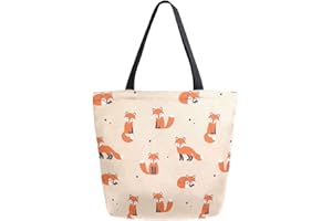 Mnsruu Sac fourre-tout réutilisable pour femme - Motif renard mignon - Pour les courses, les voyages, les activités en plein air