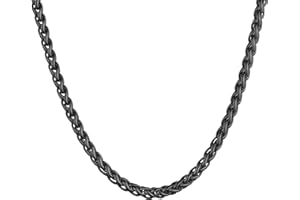 U7 Collana da uomo da donna a catena a maglia Spiga Grano in acciaio inossidabile placcato oro 18k/ nero larghezza 3/6/9 mm,lunghezza 46/51/55/61/66/71/76 cm con Confezione Regalo