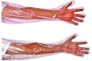 YouU Guanti Monouso a Braccio Lungo Guanti in plastica Morbida per L'esame Veterinario Degli Animali da Fattoria 85 cm (Rosa / 50 pezzi)