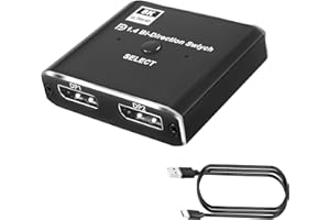 XMSJSIY Conmutador displaypot 8k conmutador bidireccional DP 1 en 2/2 en 1 en el convertidor de conmutador DP de Alta Velocidad Utiliza de Cable DP versión 2.1 Soporte 8K@30Hz 4K@120Hz