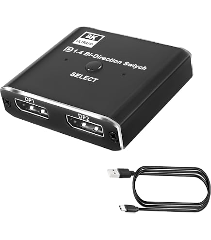 Commutateur DisplayPort 2 Ports 8K IOGEAR – Bascule Entre 2 Sources, 8K@60Hz, 4K@120Hz – Plug & Play