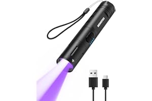 MOWETOO Type-c Rechargeable Torch,2 in 1 UV Torch with 6Modes,Black Light 395nm,Waterproof,Adjustable Focus,Super Bright LED,for Camping, Hiking,Pet Urine,Scorpion etc,Powerful and mini Flashlight.