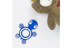 DROQUIMUR 1ud | Mordedor para bebé de silicona | Tortuga | Animales | Rana | Azul | 8.7x6.6cm