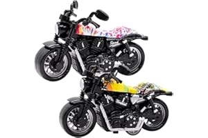 KreEzi Motorrad Spielzeug, Legierung Motorrad Spielzeug, Hoch Simulation Motorrad Modell, Spielzeug-Motorrad für Mädchen und Jungen, Kleines Geschenk für Kinder - 2pcs
