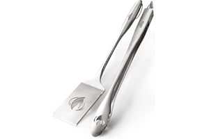 Napoleon Accessory 70033 - PRO Edelstahl 2-teiliges Werkzeugset - Premium BBQ Grill Toolset, Guss Edelstahl, Ergonomische Griffe, Aufhängeschlaufen, Inklusive Zange, Multifunktionsspatel