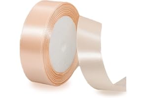 ALOHOVME Ruban Satin Rose Champagne 20mm, 23 mètres Rubans de Tissu Couture Ruban Cadeau pour Décoration de Mariage, Emballage cadeau, Bouquet de fleurs, Artisanat DIY, Décoration gâteau d'anniversaire et Noël