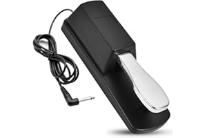 QUOTRE Pedal de Sustain Universal Para Teclados Eelectrónicos, Pianos Eléctricos, Sintetizadores, Módulos de Tono y Cajas de Ritmos con Cable de 1.5 m, Compatible con Jack de 6.5 mm