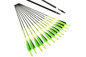 ACCMOS 12pcs 27-31 inch Pure Carbon Arrow Spine 300 340 400 500 600 ID 6.2 mm 4" Turkey Feather, for Compound Bow Recurve Bows Hunting or Archery Practice