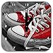 Produktbild Coole rote Chucks Schuhe schwarz/weiß, Wanduhr Quadratisch Durchmesser 28cm mit schwarzen eckigen Zeigern und Ziffernblatt, Dekoartikel, Designuhr, Aluverbund sehr schön für Wohnzimmer, Kinderzimmer, Arbeitszimmer