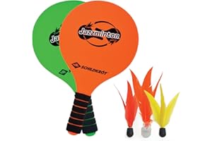 Schildkröt Jazzminton Set, 2 Raquetas, 3 Birdies, Pelota LED para Jugar de Noche, Juego de Raquetas de Playa, Gran Diversión, 970154