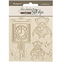 Stamperia : Jetons Décoratifs Ours En Peluche Pour Scrapbooking – Idéal Pour Albums, Cartes Et Bullet Journal – Faciles à Coller, Découpés Au Laser