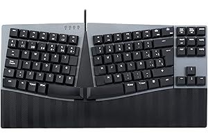 Perixx PERIBOARD-335BR Teclado ergonómico mecánico Compacto con Cable - Tenkeyless - Teclas Táctles Marrones - Brown switches de Perfil bajo - Macro programables - Layout Español