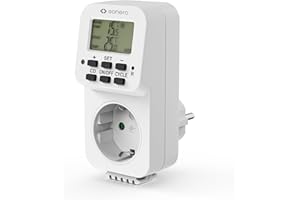 sonero digitales Thermostat Steckdose, Temperaturregler, Heizung, Kühlung, zeitgesteuert mit internem Fühler, für Terrarium, Gewächshaus, Räucherofen, als Frostwächter, 3600 Watt, weiß