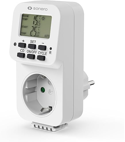 EMOS 2-in-1 stopcontactthermostaat en timer, digitale kamertemperatuurregelaar en timer stopcontact voor verwarming en koeling, radiator, infraroodverwarming, aqua/terra, broeikas, P5660FR