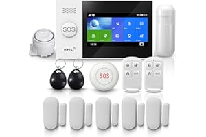 PGST Sistema di Allarme Casa Senza Fili, WiFi + GSM, antifurto casa wireless con Sirena 120dB touch screen da 4,3 Inch, allarme remoto per la casa, Compatibile Con Alexa Google Home