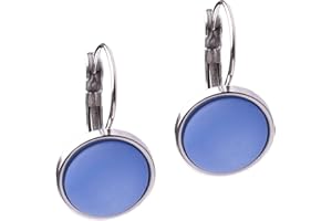 Polarisohrring "Katharina", 12mm original Polariscabochon in vielen attraktiven Farben in einer Klappbrisur aus Edelstahl, handgefertigt von Adi-Modeschmuck in Berlin