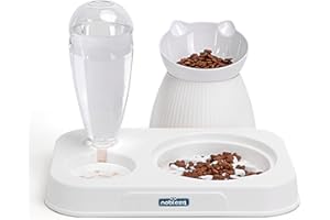 Nobleza - Karmnik dla Kota 2 w 1, Automatyczny Poidełko, 500ml Dozownik Mała Miska dla Zwierząt, 15° Cats Raised, Miska na Wolną Karmę