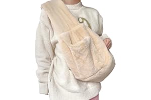 ITODA Warm Plush Small Dog Sling Cat Carrier Hand-Free Pet Sling Pet Puppy Travel Bag Cat Carrier Shoulder Bag Outdoor Travel Puppy Bags for Daily Walk Travel Outdoor