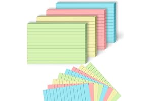 OJUSSA A6 Flash Cards 160Pcs Revision Cards Assorted Colours (148x105mm) Record Prompt Flashcards Index Card Coloured Ruled Notecards for Office Working School Learning