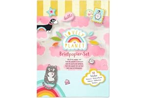 ‎MOSES moses. Lovely Planet Briefpapier-Set - Briefbögen, Briefumschläge und bunte Sticker in praktischer Aufbewahrungsmappe, Utensilien für Brief-FreundInnen, Geschenk zur Einschulung, Kindergeburtstag