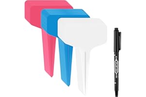 WINBEST 120pcs Plant Labels, Plant Name Tags, Garden Plant, 4 in T-Type Plastic Garden Tag with Pen for Vegetable Plants and Flower