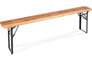 Stagecaptain BBB-170 Hirschgarten Banc de Bière - Banc Long et Robuste (170 cm) - Charnières métalliques Stables - Surface laquée - Pliable - Structure en Acier - Assise en Bois - Nature
