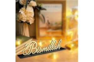 WZERHO Eid Decorations,Eid Gifts,Ramadan Table Decorations,Muslim Gifts,Ramadan Kareem Decorations,Islamic Art,Bismillah,Muslim Decoration,Islamic Decoration,Ramadan Kareem,Bismillah Decoration (gold)