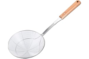 TENTA KITCHEN Stainless Steel Wire Strainer, Bamboo Handle (1, L)