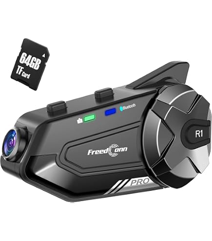 FreedConn R1 Pro : Casque Bluetooth Moto Avec Caméra 2K Intégrée, Interphone 6 Voies Jusqu'à 1000m, Enregistrement Vidéo HD, Partage Musique & Siri