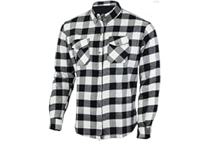 BIKERS GEAR AUSTRALIA Australian Bikers Gear camisa de cuadros Blanco/negro en Kevlar con protecciones para Moto TALLA L