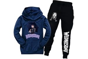 DROLA Kids Wednesday Hoodie and Pant Set,2pcs Set survêtement avec capuche sets pulls pour enfants garçons et filles