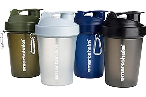 Smartshake Bouteille shaker protéinée Lite (400 ml) – Shaker fitness – Couvercle à visser anti-fuite – Sans BPA – Mixte – Gris brume, vert armée, noir, bleu marine