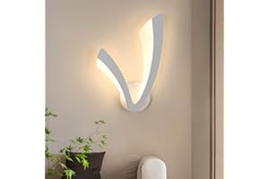 SENQIU Applique da Parete Interno, Moderna Lampada da Parete a LED a Forma di V, Luce Calda 3000K Lampada Muro a LED per Scale, Balconi, Corridoi, Camere da Letto, Bianco