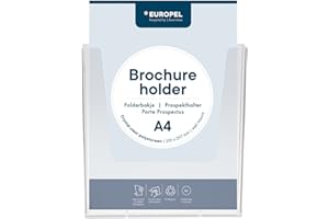 EUROPEL Porte-brochure A4, Acrylique transparent, Fixation Murale, Présentoir, Distributeur, Prospectus, Dépliant, Menu, Bureau, Restaurant, Hôtel, Café