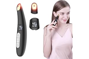 DOCOCO Massage Yeux Cernes Visage Peau Ferme Anti Poche Anti-âGe Mini Oculaire 3-En-1 Vibrations Et Compresses Chaudes, PhotothéRapie LED (Noir)