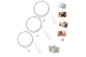 WTUGJEP 3 PCS Cable para Colgar Foto con 36 Imanes Cable de Acero Inoxidable para Fotos Cable de Colgar de Acero Inoxidable Cuerda de Acero para Colgar Fotos Alambre para Colgar Cuadros Ropa Luces