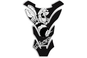 DEGONA Tankpad Tankpad aus Harz, 3D, Tankschutz, kompatibel mit Honda Hornet Motorrad, Weiß und Silber