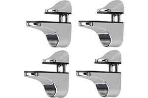 Reggimensola Vetro, Qikuver 4 Pezzi supporto mensola vetro, staffa regolabile per mensole in legno/vetro, in lega di zinco, per ripiano di spessore 2-23 mm (Argento A)