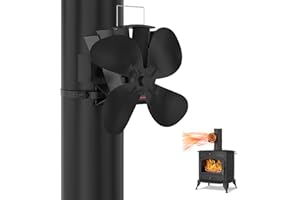 UISEBRT Wentylator kominkowy z 4 łopatkami, bez prądu, cichy wentylator kominkowy, zasilany ciepłem wentylator kominkowy na komin, do pieca na drewno, palników na drewno, rury piecowej