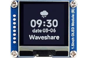 Waveshare 1.5inch OLED Display Module, 128 x 128 Resolution, SPI / I2C Communication, Black/White Display Color, compatible with Raspberry Pi/STM32, etc