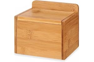 BigBuy Home Salero con Tapa, Color marrón, de bambú, 14 x 9 x 11,5 centímetros (Referencia: S3609809)