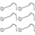 BLESSMYLOVE 316L Surgical Steel 22g/20g/18g Nose Rings Studs L-Shape Nose Nostrial Piercing Body Jewerly L Shaped Nose Studs 1.5mm 2mm 2.5mm 3mm CZ Nose Screw Studs Rings for Women