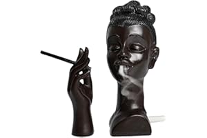 ZONSUSE Czarny uchwyt na kadzidło dla kobiet na stożki, rzeźba artystyczna spalanie kadzidła, kadzidło w kształcie głowy kobiety, uchwyt na kadzidło z żywicy, dekoracja na prezent dla aromaterapii
