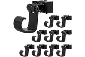 Eikuavons crochet de rail en L pour rails d'avion en aluminium, Lot de 10 rails d'arrimage crochet, base pivotante à 360 degrés Noir pour L-Tracks dans les camions, remorques, motos